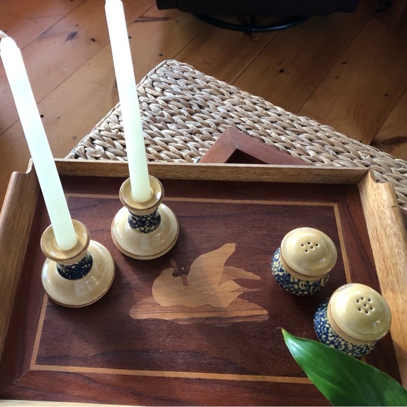 Pfaltzgraff ‘America’ Sponge Ware Candlestick Holders/Salt and Pepper Shakers - Picture 2 of 5